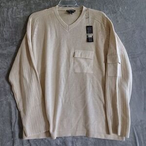 WinterSilks XL Sweater Utility Silk Blend Cream Oversized Pockets Officel Casual